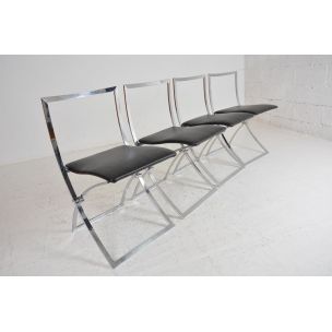 4 chaises à repas vintage pliantes par Marcello Cunéo modèle Luisa,1970