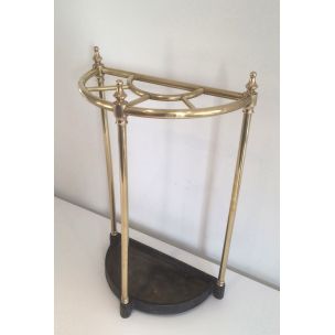 Vintage brass and cast iron umbrella stand, 1950