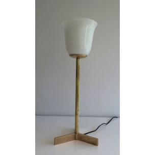 Vintage brass and opaline lamp, 1960