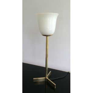 Vintage brass and opaline lamp, 1960