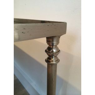 Vintage silver coffee table with black lacquered glass top, 1940