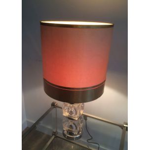 Paire de lampes de table vintage en verre et chrome,1960
