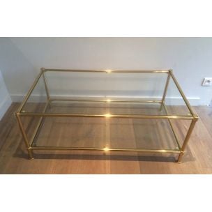 Vintage brass and glass coffee table, 1960