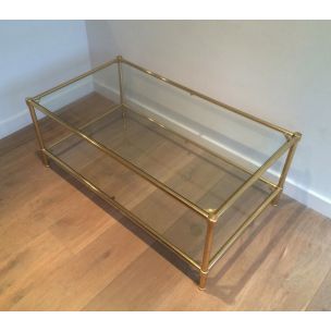 Vintage brass and glass coffee table, 1960