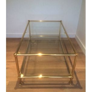 Vintage brass and glass coffee table, 1960