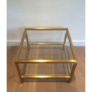 2 vintage side tables in anodized brass,1960