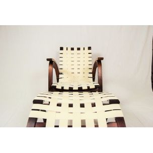 Conjunto de sillón y otomana vintage de Jan Vanak, Checoslovaquia 1930