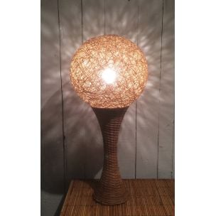 French vintage lamp in rattan, 1970