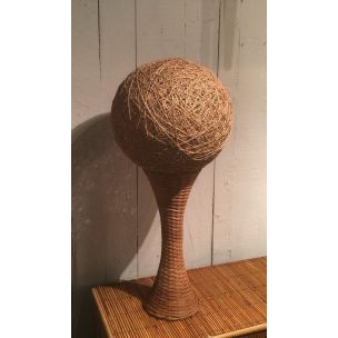 French vintage lamp in rattan, 1970