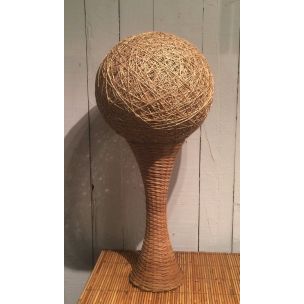 French vintage lamp in rattan, 1970