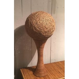 French vintage lamp in rattan, 1970