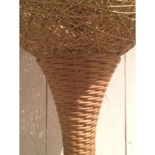 Lampada francese d'epoca in rattan, 1970