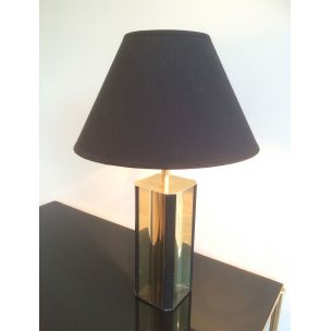 Französische Vintage-Lampe aus vergoldetem Metall und Holz, 1960