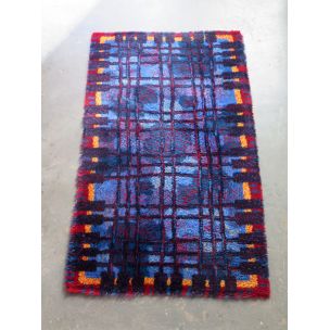 Tapis vintage multicolore allemand en laine 1970