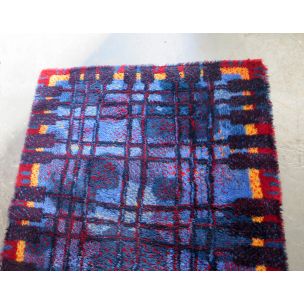 Tapis vintage multicolore allemand en laine 1970