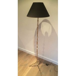 Vintage French brass and glass floor lamp, 1960