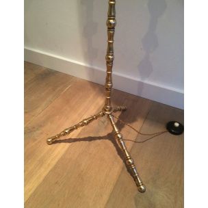 Vintage French brass and glass floor lamp, 1960