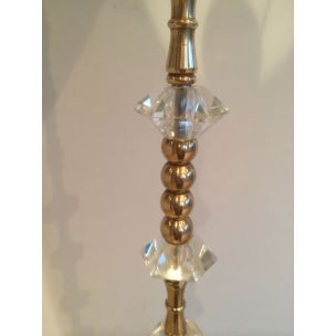 Vintage French brass and glass floor lamp, 1960