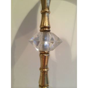 Vintage French brass and glass floor lamp, 1960