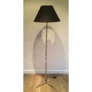 Vintage French brass and glass floor lamp, 1960