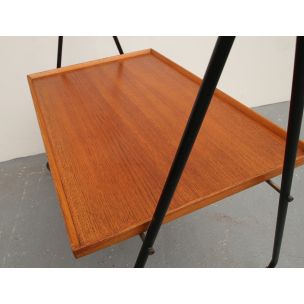 Scandinavian vintage teak and black metal serving table, 1960