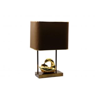 Vintage french lamp with a brass swan 1970