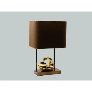 Vintage french lamp with a brass swan 1970