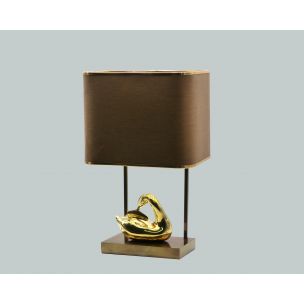 Vintage french lamp with a brass swan 1970