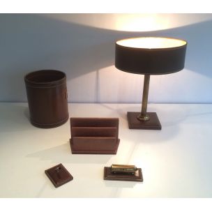 Vintage leather accessories for desk 1970