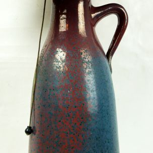 Vintage scandinavian lamp in ceramic and wicker 1960