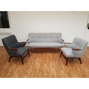 Vintage danish lounge set in teakwood and wool 1960s