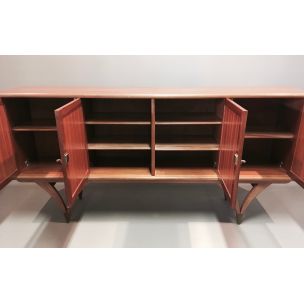 Scandinavian vintage sideboard in teak and rattan 1950