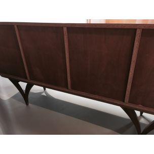 Scandinavian vintage sideboard in teak and rattan 1950