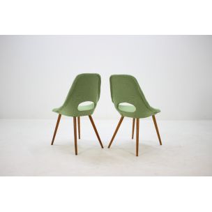Suite aus 4 Vintage-Stühlen aus grünem Stoff und Holz 1960