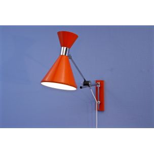 Vintage wall lamp Dutch diabolo in orange by Herda, 1970s