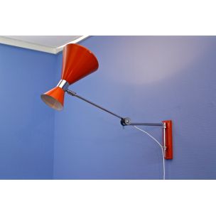 Vintage wall lamp Dutch diabolo in orange by Herda, 1970s