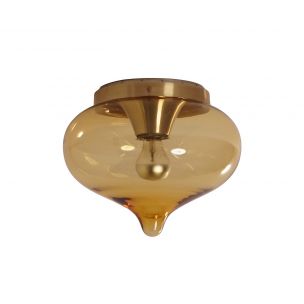 Vintage ceiling lamp Drop in yellow glass by Dijkstra, 1970s