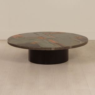 Tavolino vintage in pietra naturale e ferro di Paul Kingma, 1978