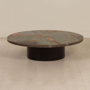 Vintage coffee table in natural stone and iron by Paul Kingma, 1978