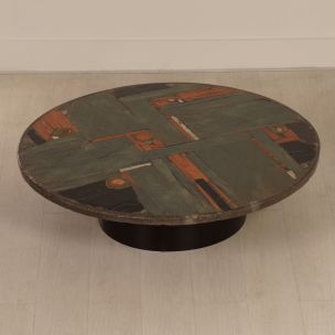 Tavolino vintage in pietra naturale e ferro di Paul Kingma, 1978