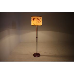 Vintage floor lamp in white fabric and steel for Ligdokov, Czechoslovakia 1970