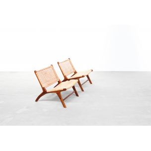 Pair of vintage danish armchairs in teakwood 1970s