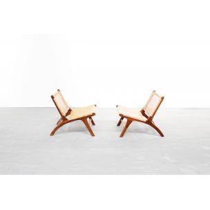 Pair of vintage danish armchairs in teakwood 1970s