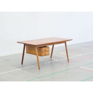 Vintage extendable desk Model C35 teak and oak by Poul M. Volther