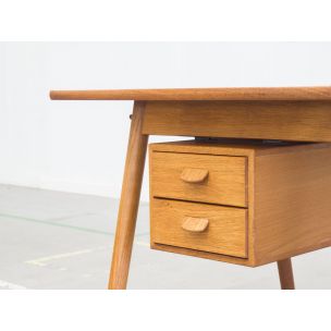 Vintage extendable desk Model C35 teak and oak by Poul M. Volther