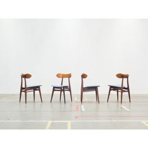 Vintage set of 4 chairs Model Kastrup in teak by Louis van Teeffelen