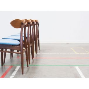 Ensemble vintage de 4 chaises Modèle Kastrup en teck par Louis van Teeffelen