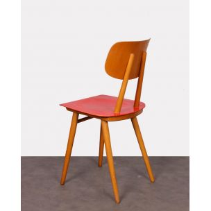 Chaise vintage rouge et blanche pour Ton 1960