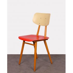 Red and white vintage chair for Ton 1960