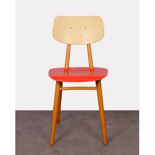 Chaise vintage rouge et blanche pour Ton 1960